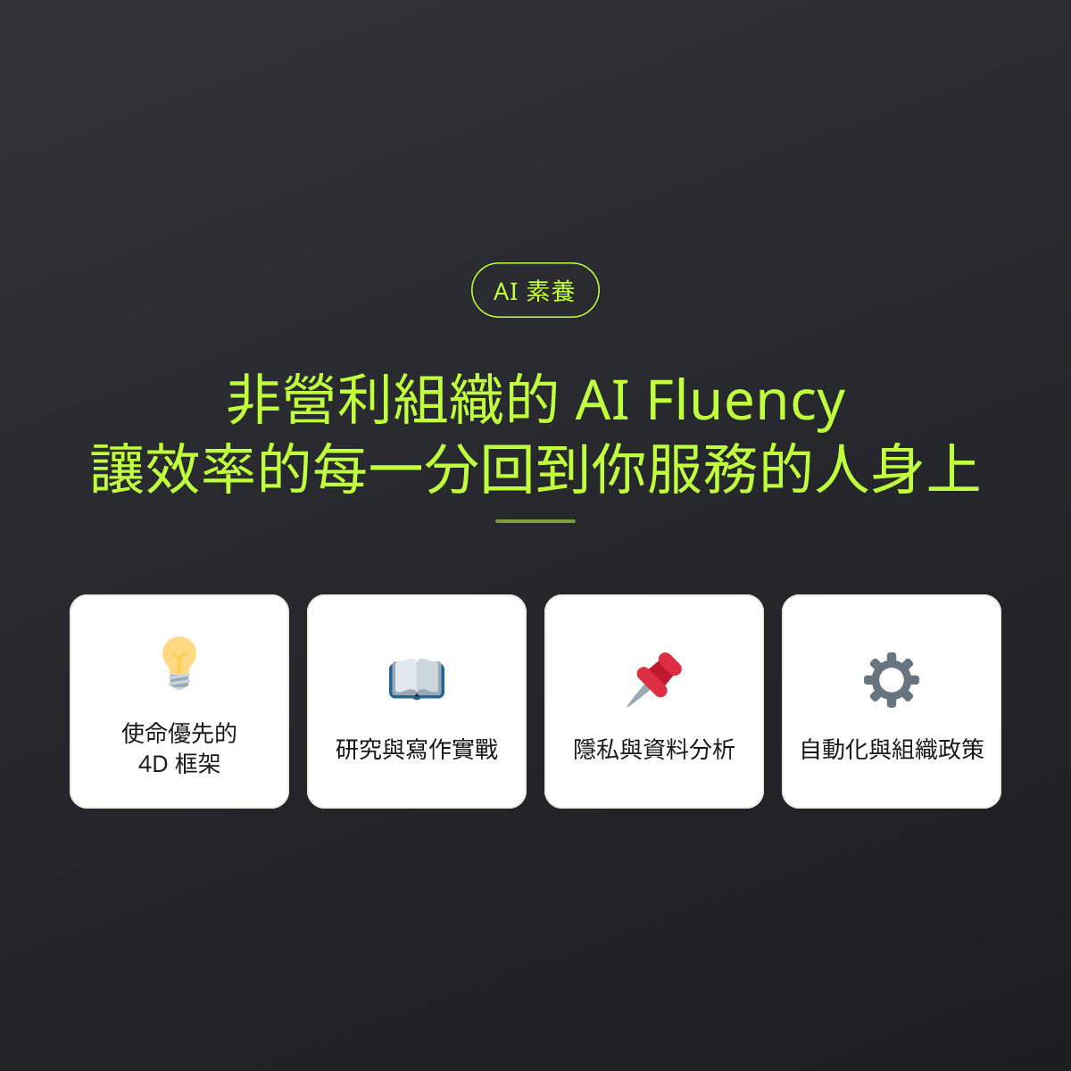 非營利組織的 AI Fluency：讓效率的每一分回到你服務的人身上：文章重點卡