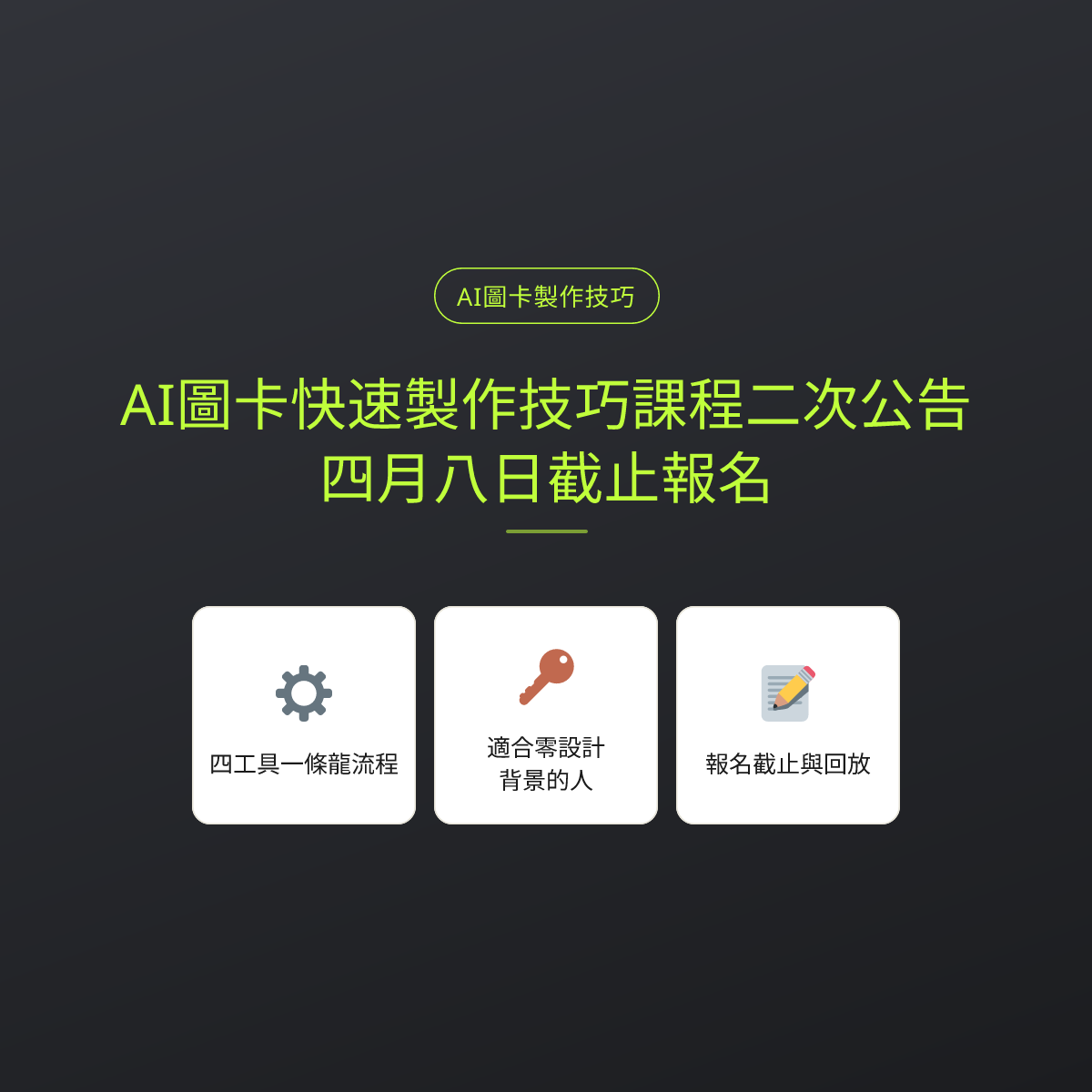 AI圖卡快速製作技巧課程二次公告：四月八日截止報名