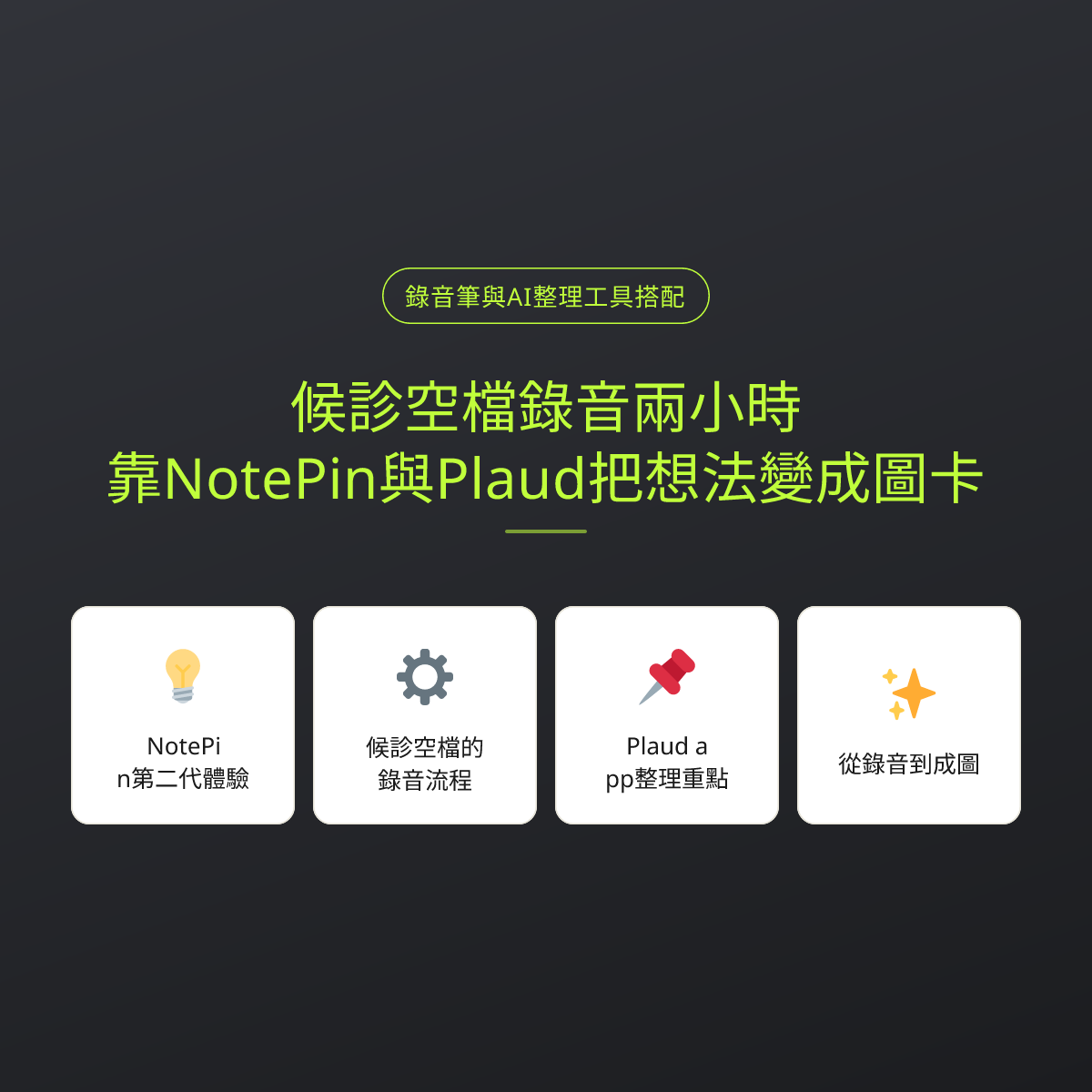 候診空檔錄音兩小時，靠NotePin與Plaud把想法變成圖卡