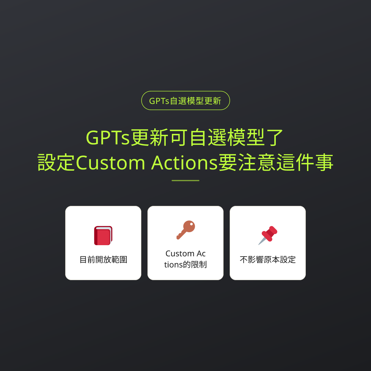 GPTs更新可自選模型了，設定Custom Actions要注意這件事