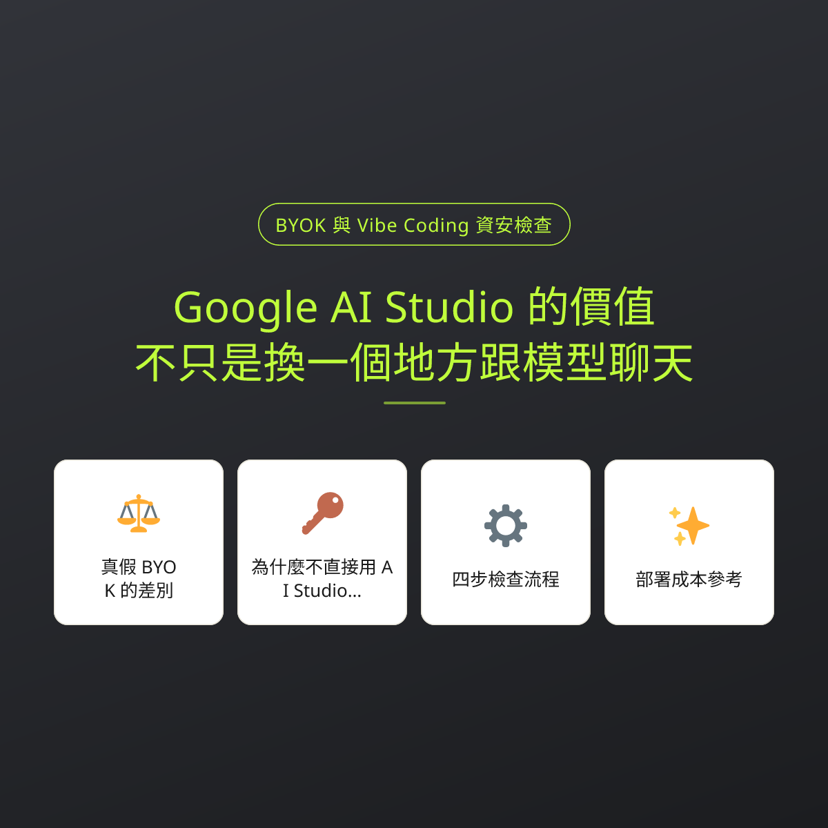 Google AI Studio 的價值，不只是換一個地方跟模型聊天：文章重點卡