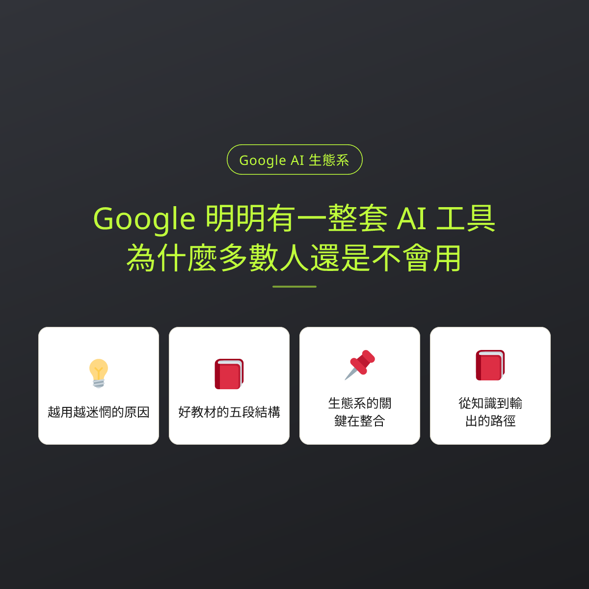 Google 明明有一整套 AI 工具，為什麼多數人還是不會用：文章重點卡