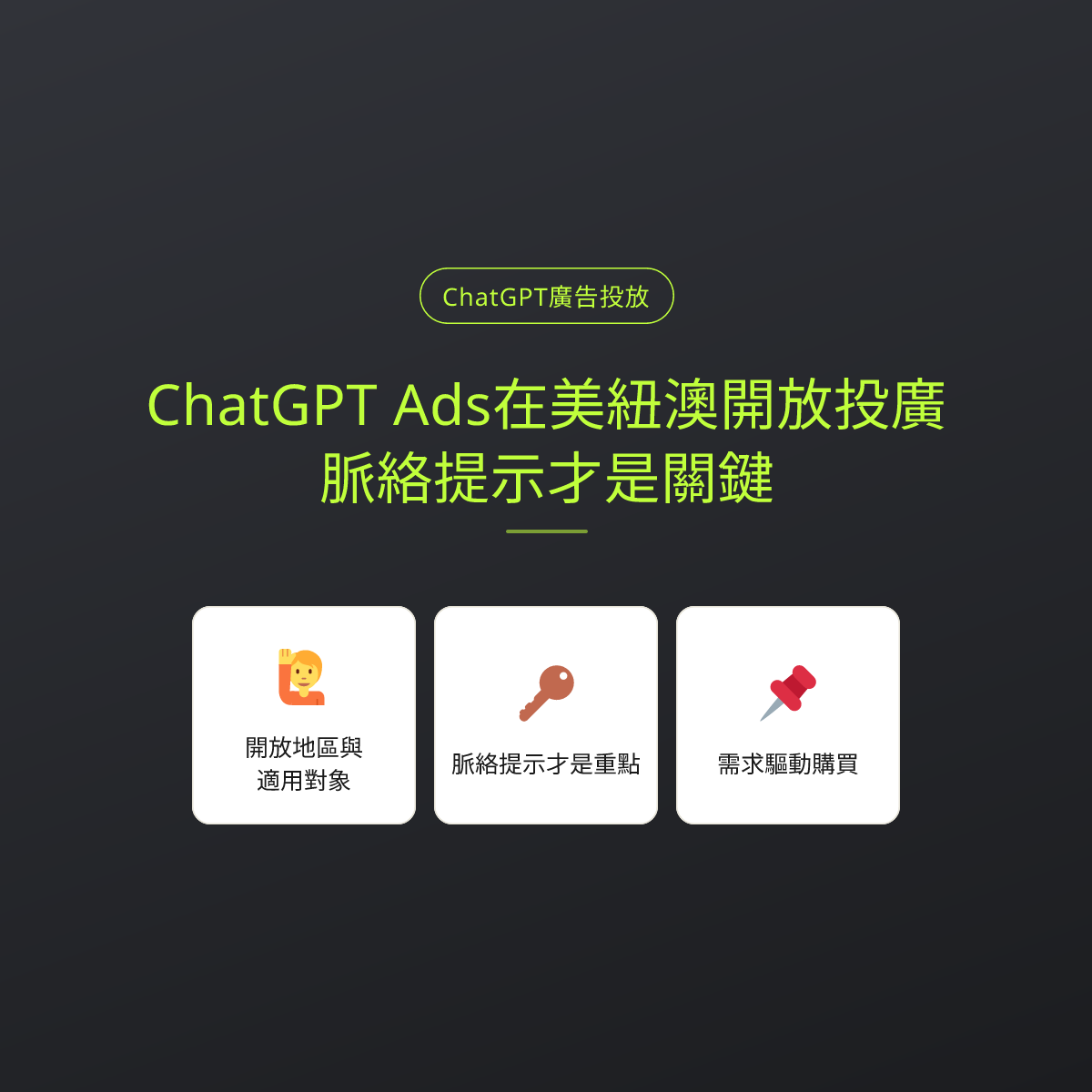 ChatGPT Ads在美紐澳開放投廣，脈絡提示才是關鍵