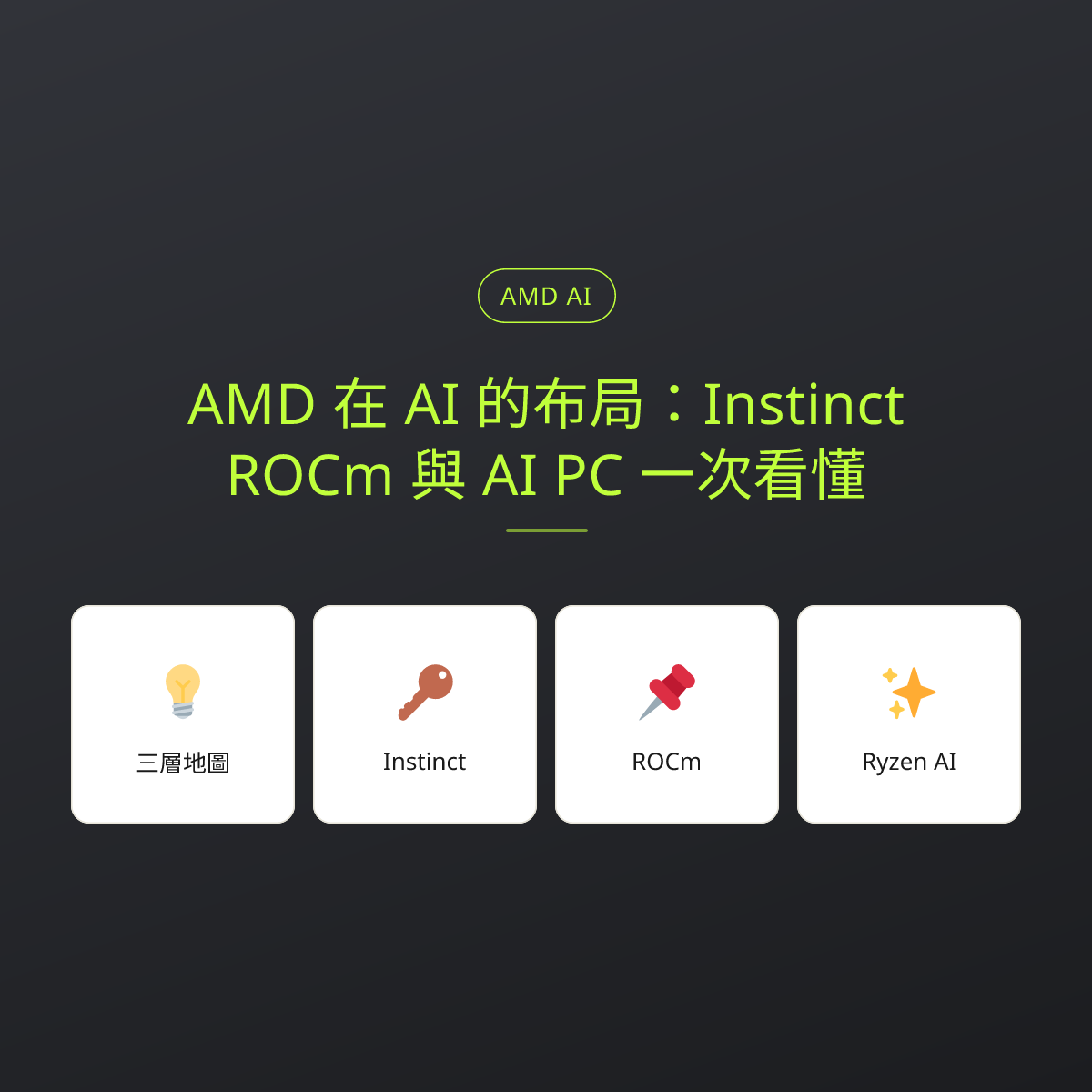 AMD 在 AI 的布局：Instinct、ROCm 與 AI PC 一次看懂：文章重點卡
