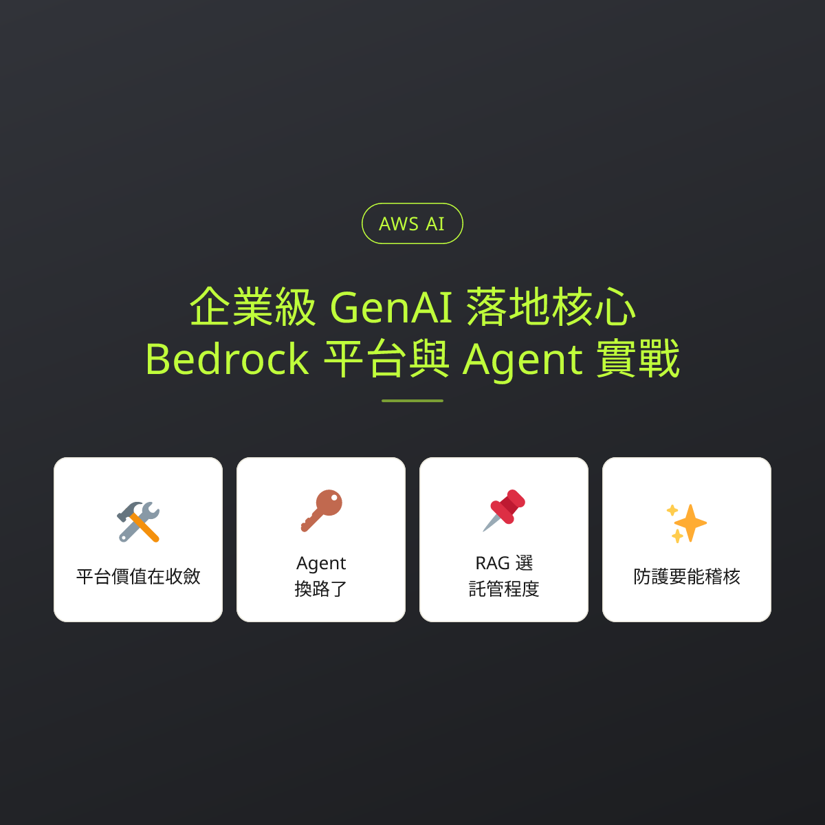 企業級 GenAI 落地核心：Bedrock 平台與 Agent 實戰：文章重點卡