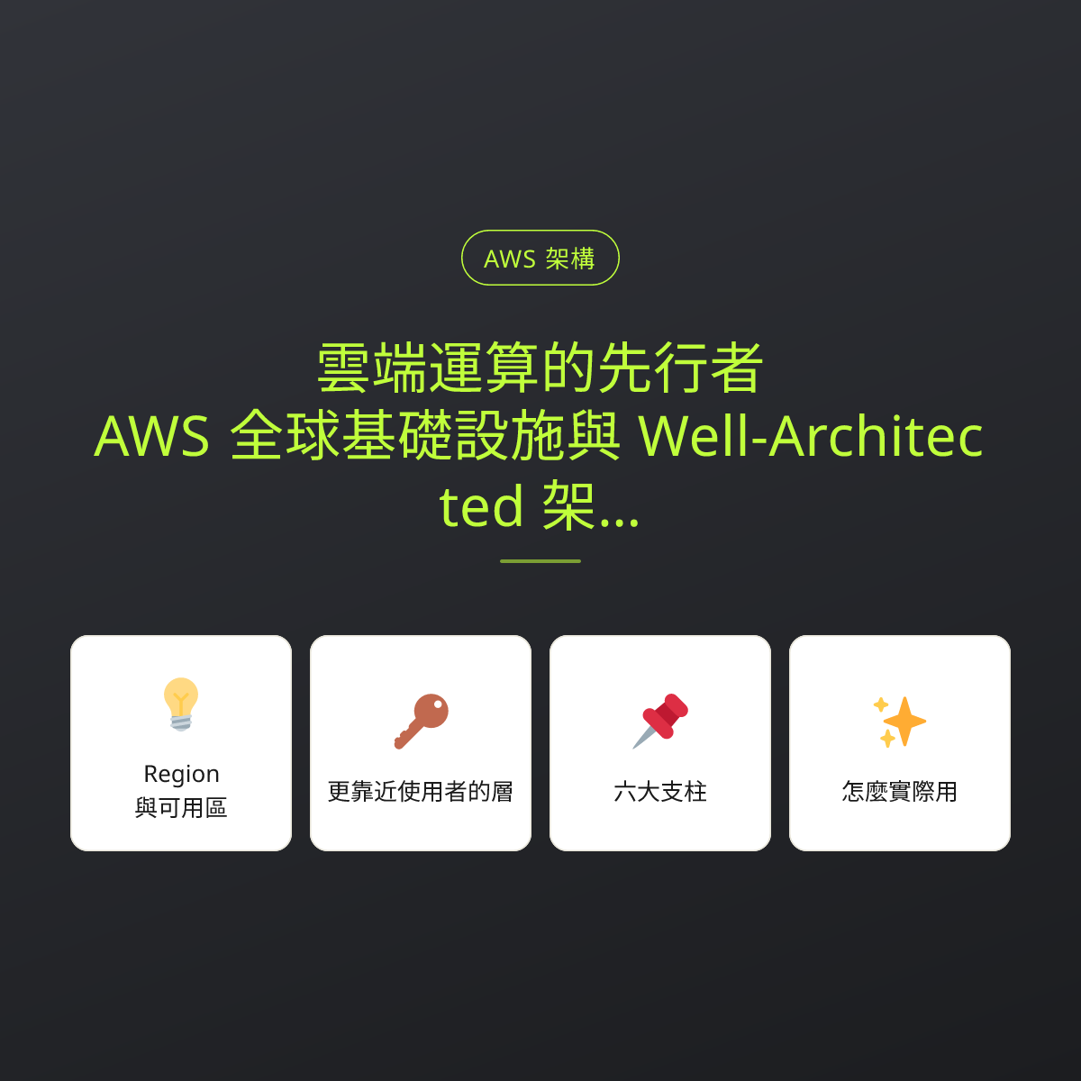 雲端運算的先行者：AWS 全球基礎設施與 Well-Architected 架構框架：文章重點卡