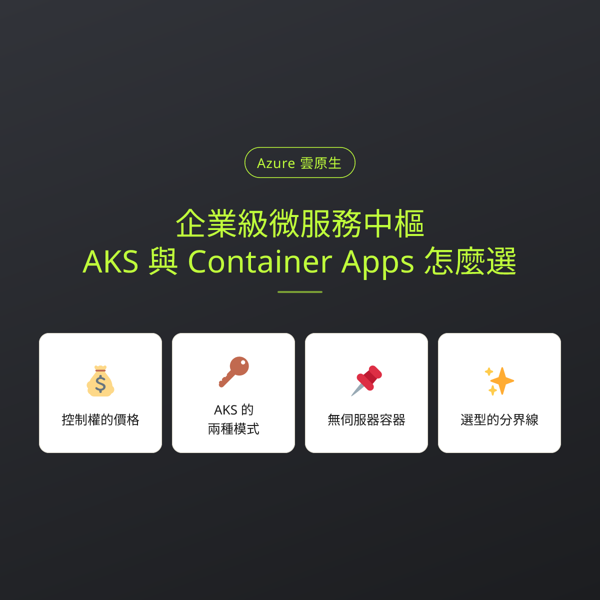 企業級微服務中樞：AKS 與 Container Apps 怎麼選：文章重點卡