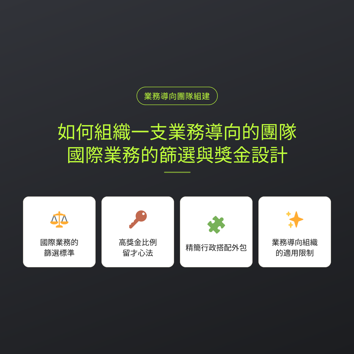 如何組織一支業務導向的團隊：國際業務的篩選與獎金設計