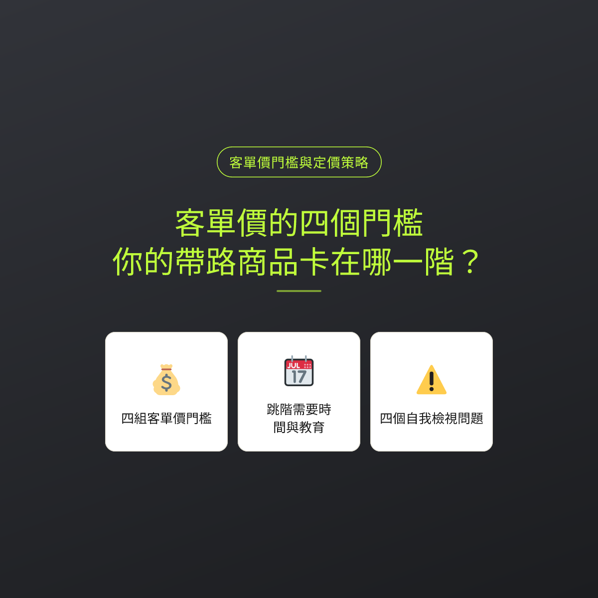 客單價的四個門檻，你的帶路商品卡在哪一階？