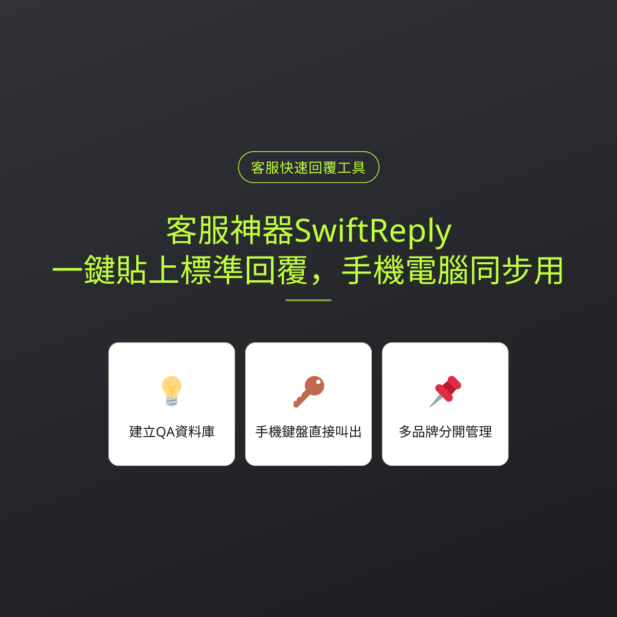 客服神器SwiftReply：一鍵貼上標準回覆，手機電腦同步用