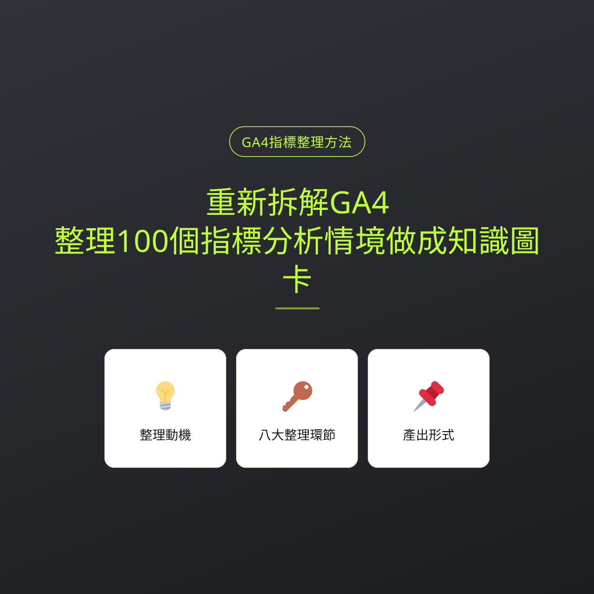 重新拆解GA4：整理100個指標分析情境做成知識圖卡