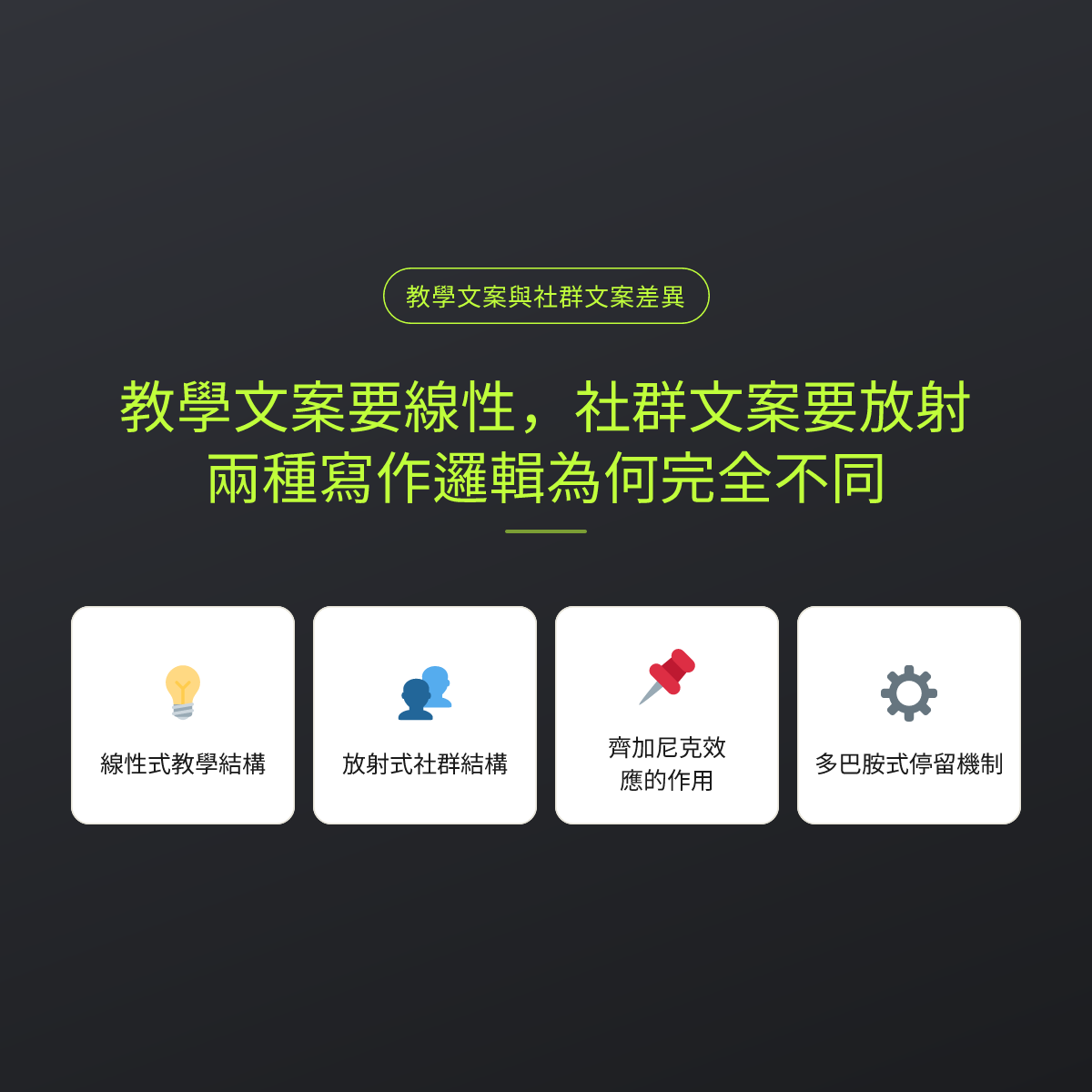 教學文案要線性，社群文案要放射：兩種寫作邏輯為何完全不同