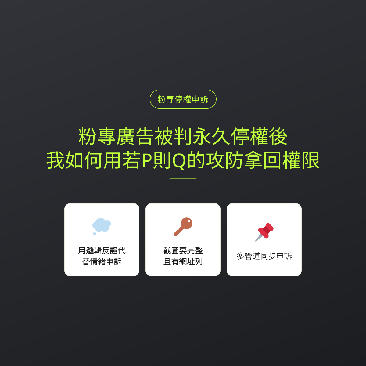 粉專廣告被判永久停權後，我如何用若P則Q的攻防拿回權限