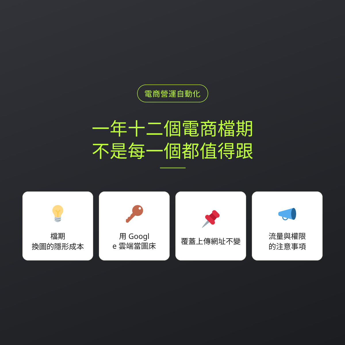 一年十二個電商檔期，不是每一個都值得跟：文章重點卡