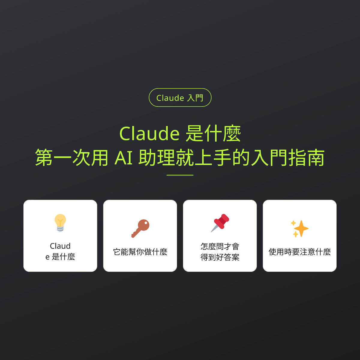 Claude 是什麼？第一次用 AI 助理就上手的入門指南：文章重點卡