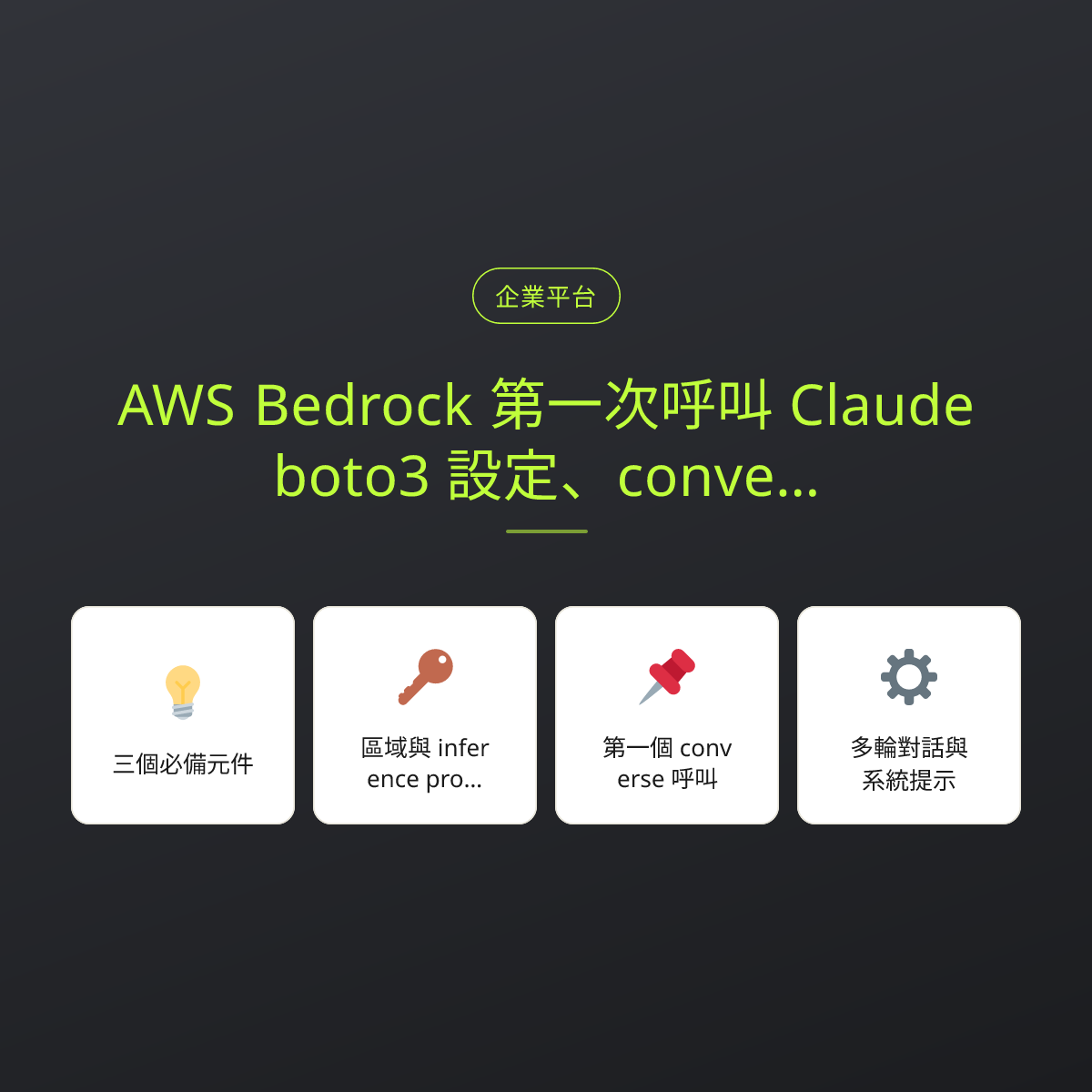 AWS Bedrock 第一次呼叫 Claude：boto3 設定、converse 與多輪對話：文章重點卡