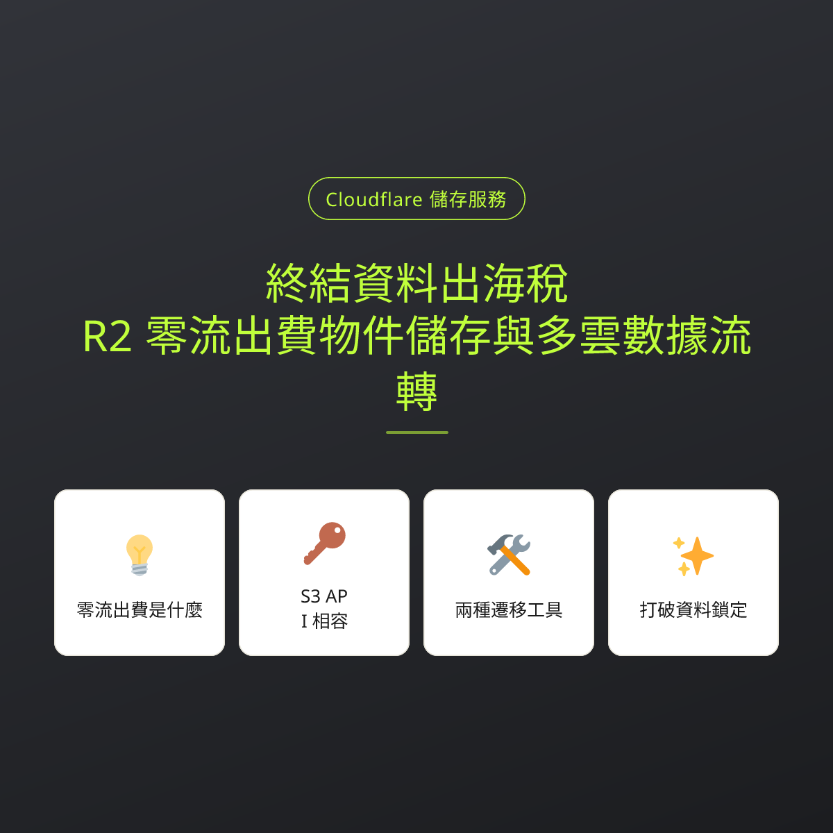 終結資料出海稅：R2 零流出費物件儲存與多雲數據流轉：文章重點卡