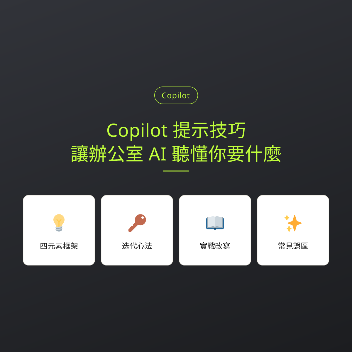 Copilot 提示技巧：讓辦公室 AI 聽懂你要什麼：文章重點卡