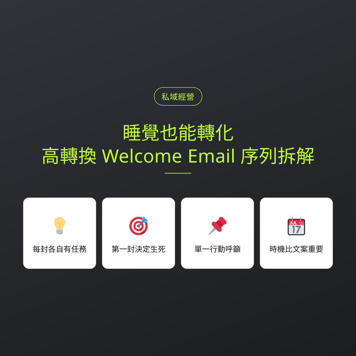 睡覺也能轉化：高轉換 Welcome Email 序列拆解：文章重點卡