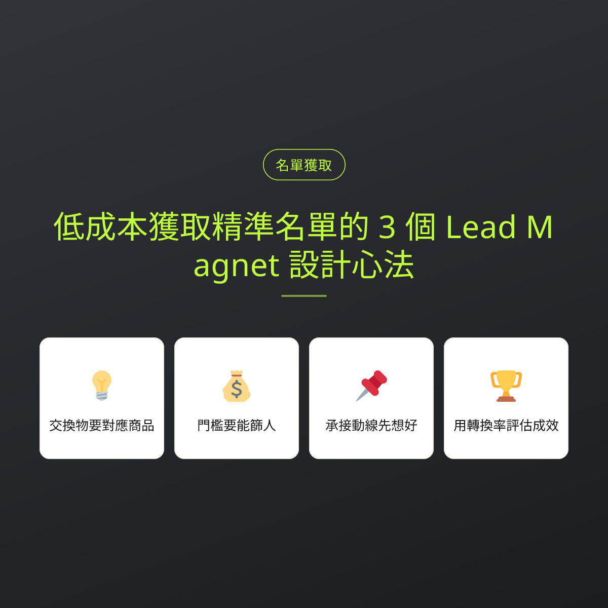 低成本獲取精準名單的 3 個 Lead Magnet 設計心法：文章重點卡