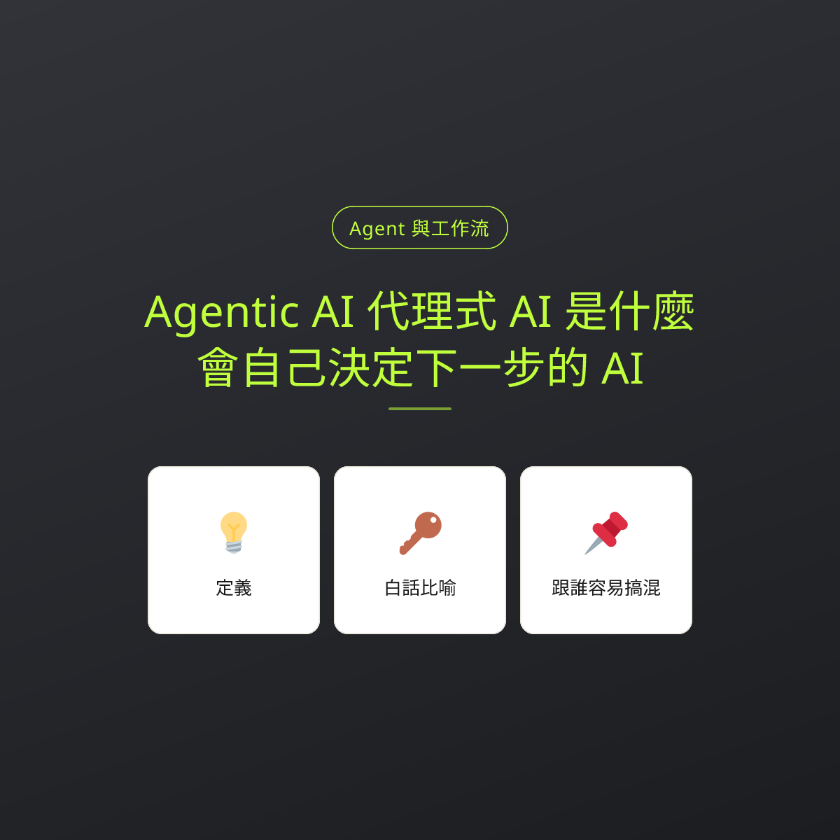 Agentic AI 代理式 AI 是什麼？會自己決定下一步的 AI：文章重點卡