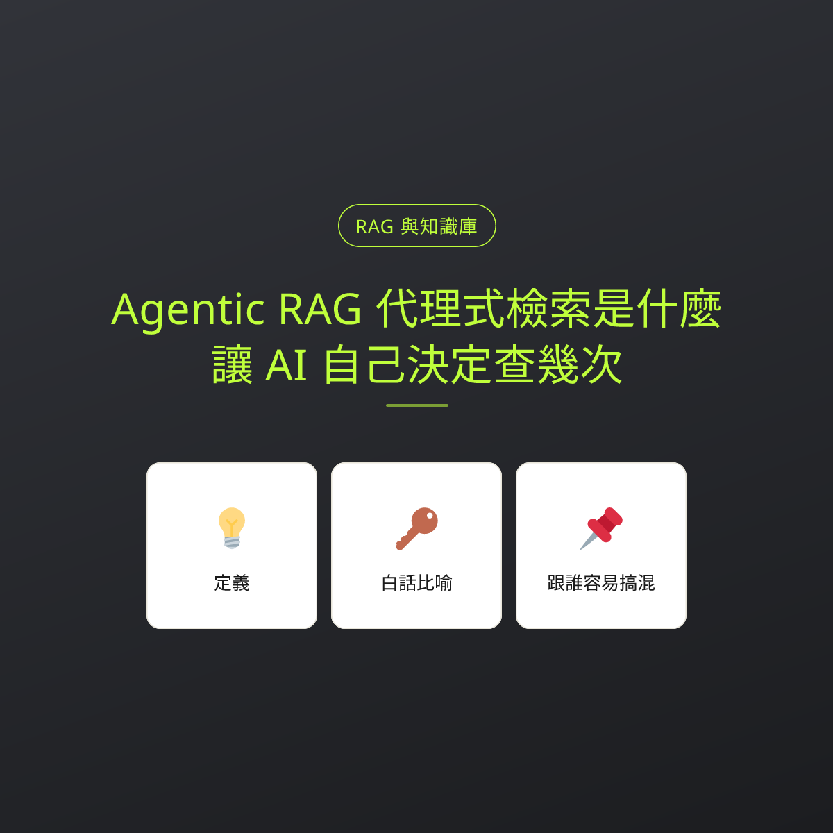 Agentic RAG 代理式檢索是什麼？讓 AI 自己決定查幾次：文章重點卡