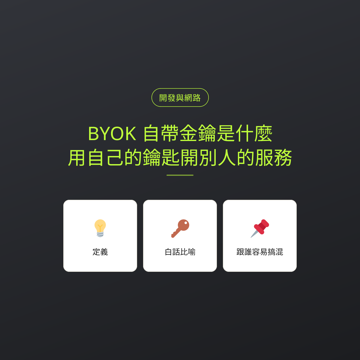 BYOK 自帶金鑰是什麼？用自己的鑰匙開別人的服務：文章重點卡
