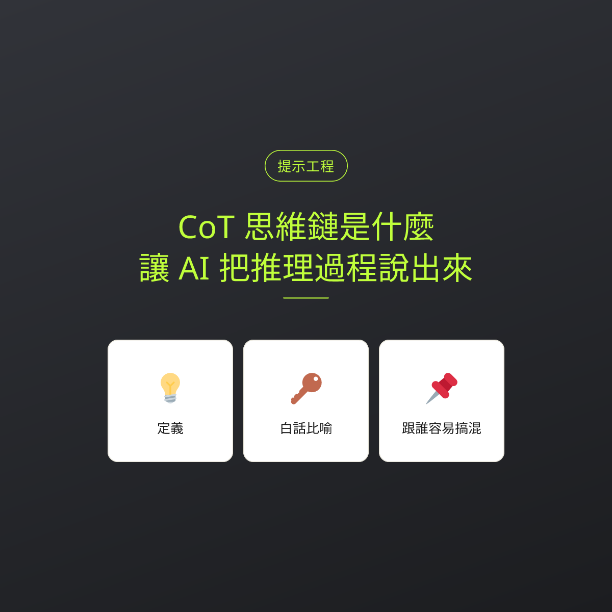 CoT 思維鏈是什麼？讓 AI 把推理過程說出來：文章重點卡