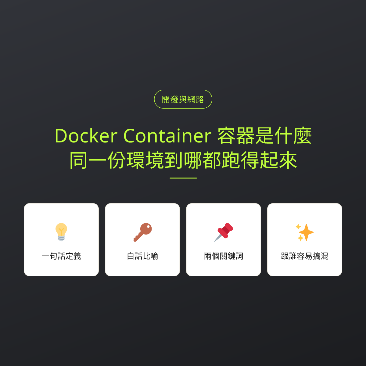 Docker Container 容器是什麼？同一份環境到哪都跑得起來：文章重點卡