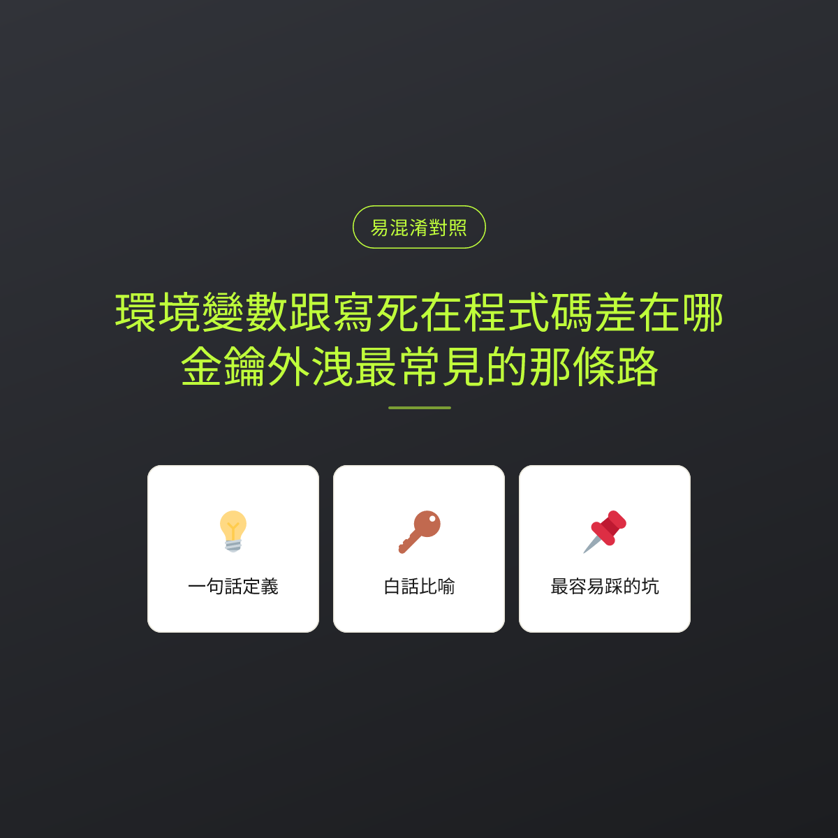 環境變數跟寫死在程式碼差在哪？金鑰外洩最常見的那條路：文章重點卡