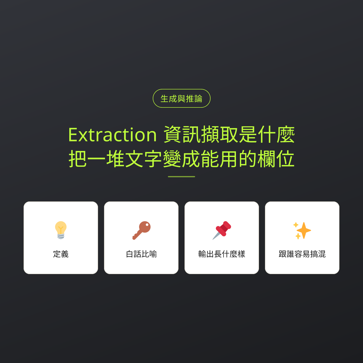 Extraction 資訊擷取是什麼？把一堆文字變成能用的欄位：文章重點卡