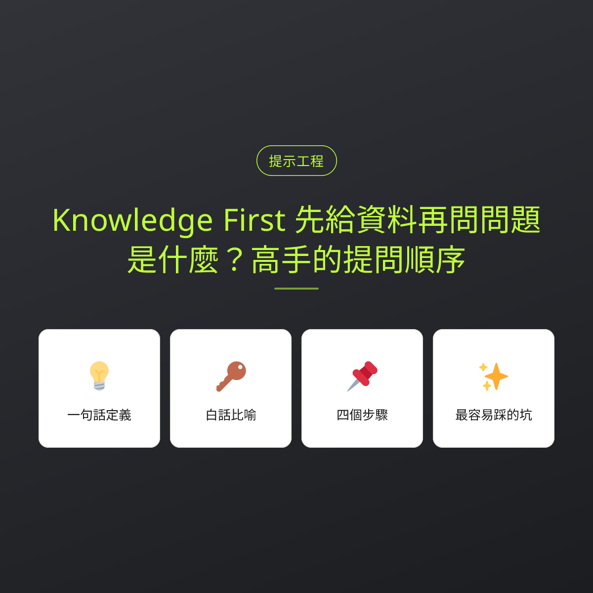 Knowledge First 先給資料再問問題是什麼？高手的提問順序：文章重點卡