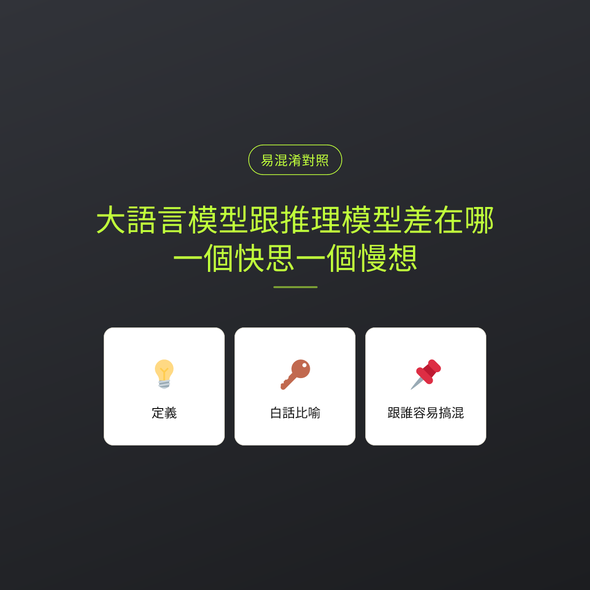 大語言模型跟推理模型差在哪？一個快思一個慢想：文章重點卡