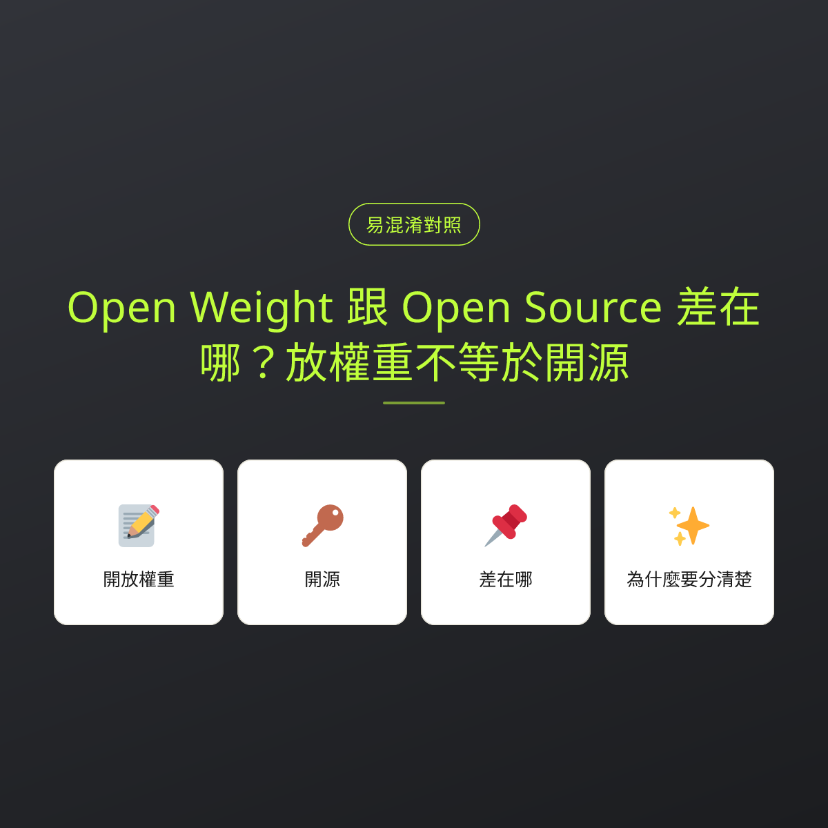 Open Weight 跟 Open Source 差在哪？放權重不等於開源：文章重點卡