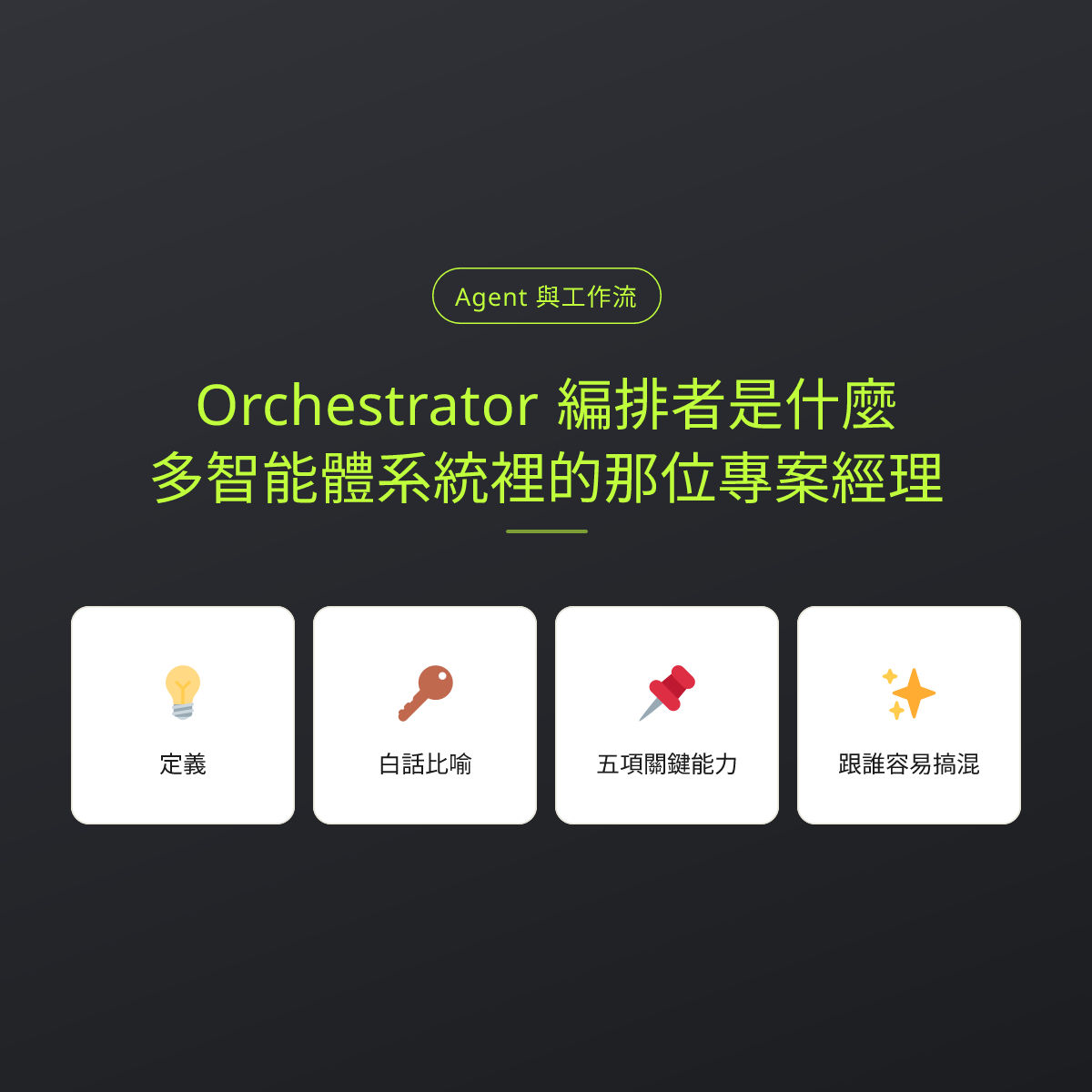 Orchestrator 編排者是什麼？多智能體系統裡的那位專案經理：文章重點卡