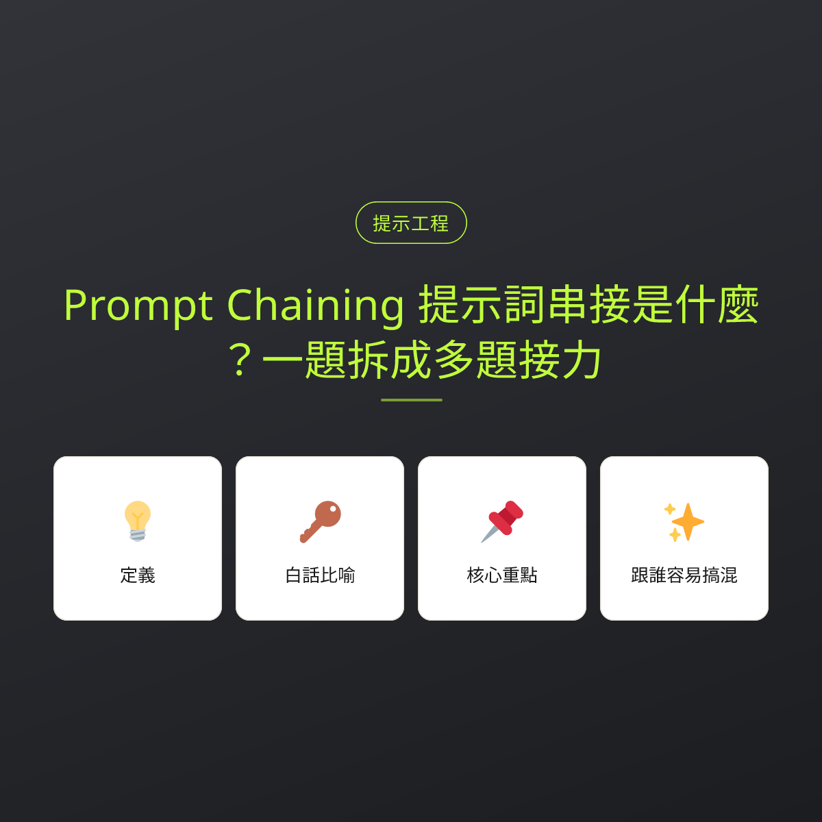 Prompt Chaining 提示詞串接是什麼？一題拆成多題接力：文章重點卡