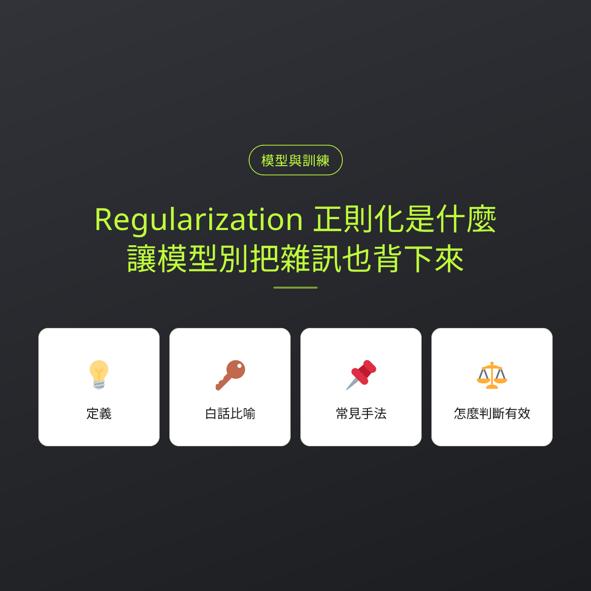 Regularization 正則化是什麼？讓模型別把雜訊也背下來：文章重點卡