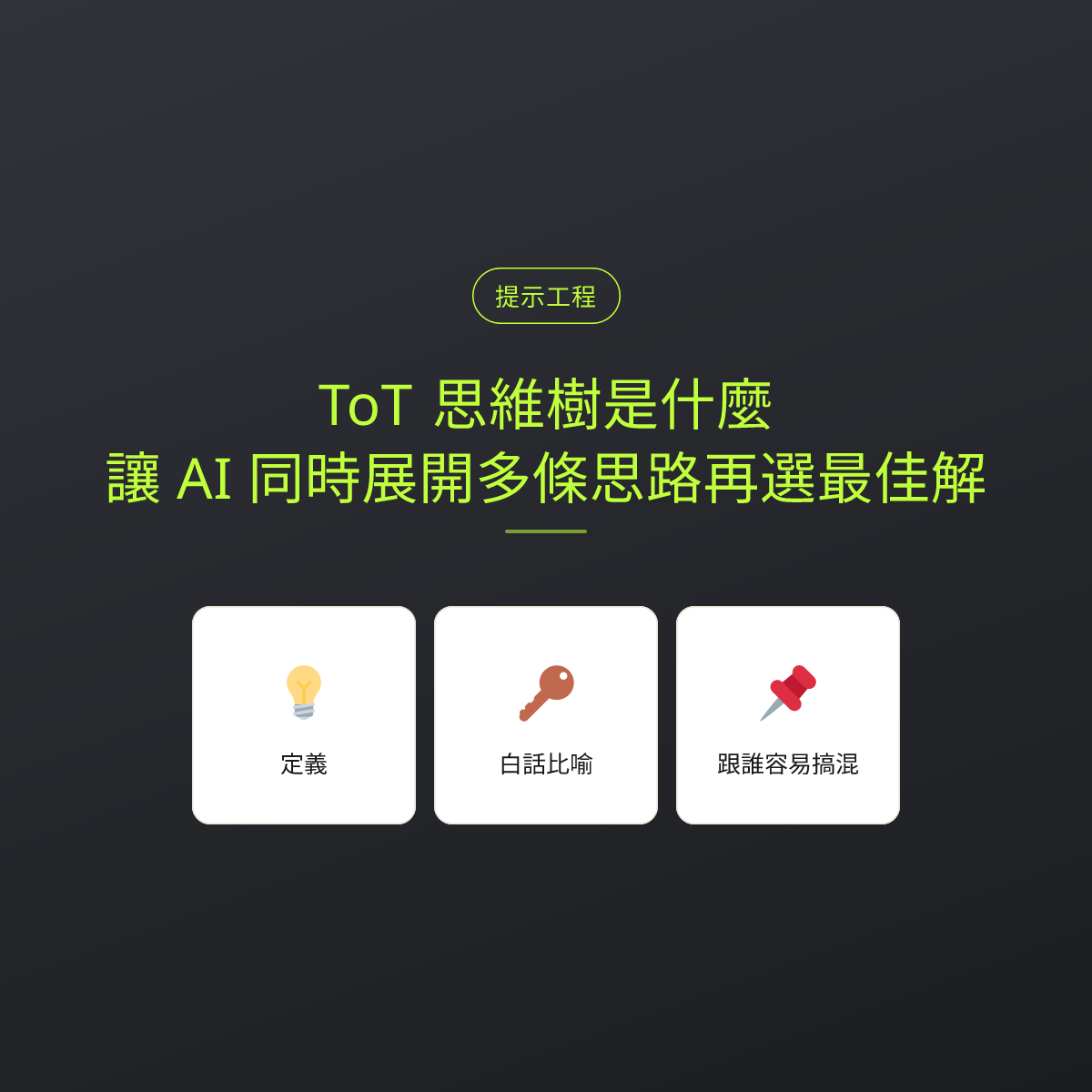 ToT 思維樹是什麼？讓 AI 同時展開多條思路再選最佳解：文章重點卡