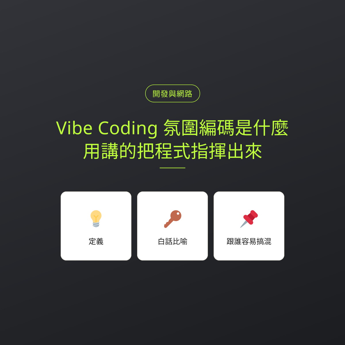 Vibe Coding 氛圍編碼是什麼？用講的把程式指揮出來：文章重點卡