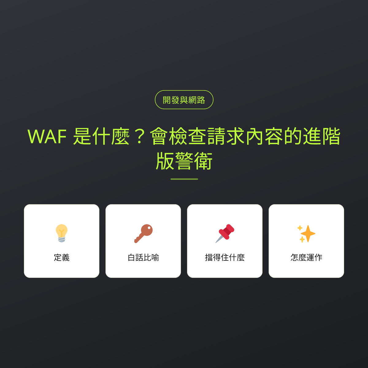 WAF 是什麼？會檢查請求內容的進階版警衛：文章重點卡