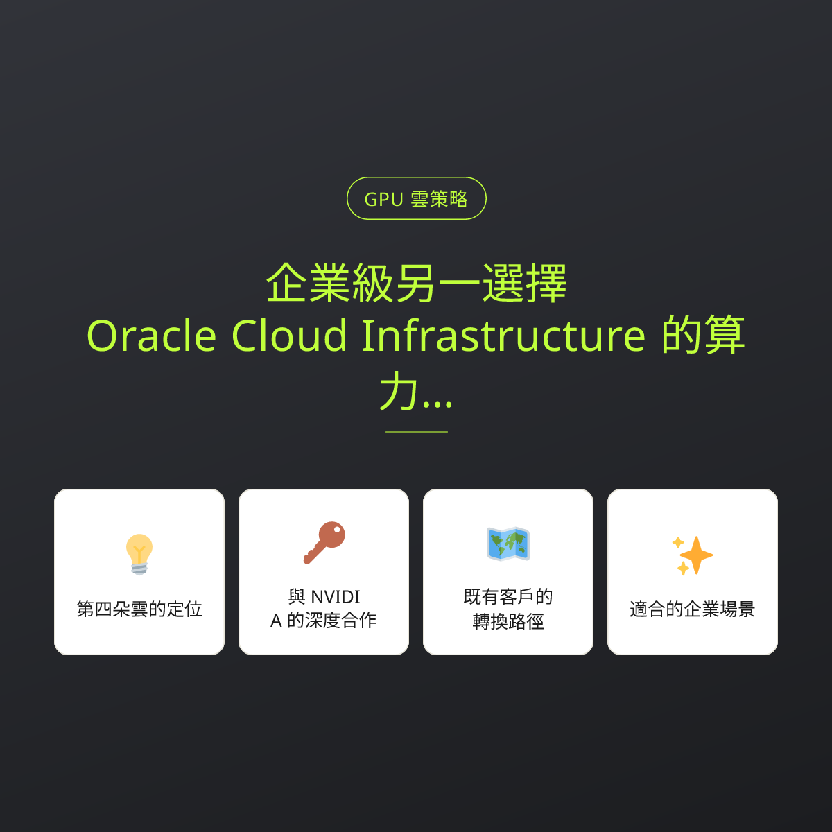 企業級另一選擇：Oracle Cloud Infrastructure 的算力定位：文章重點卡