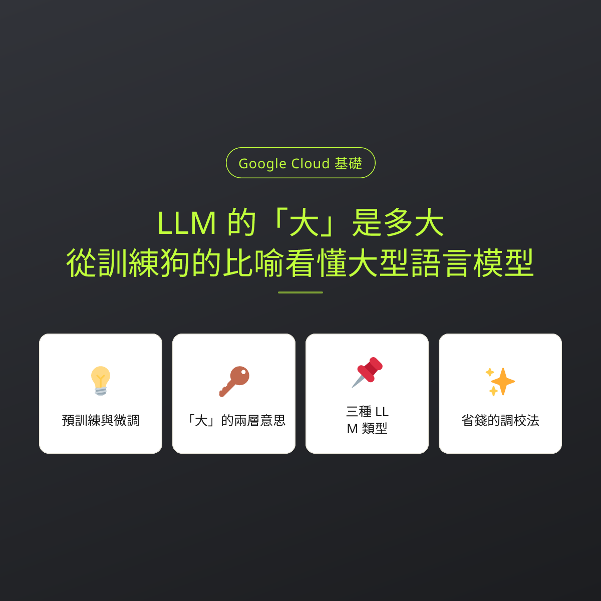 LLM 的「大」是多大？從訓練狗的比喻看懂大型語言模型：文章重點卡