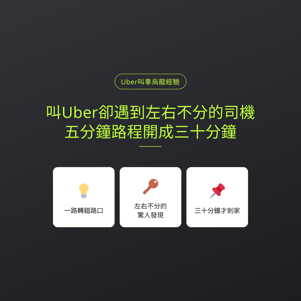叫Uber卻遇到左右不分的司機，五分鐘路程開成三十分鐘