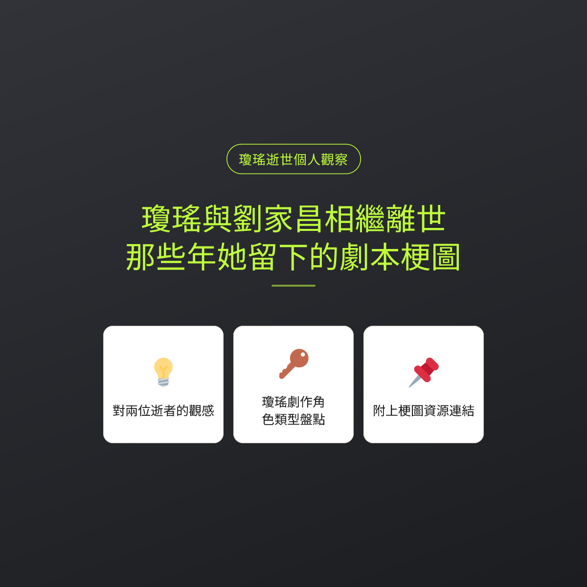 瓊瑤與劉家昌相繼離世：那些年她留下的劇本梗圖