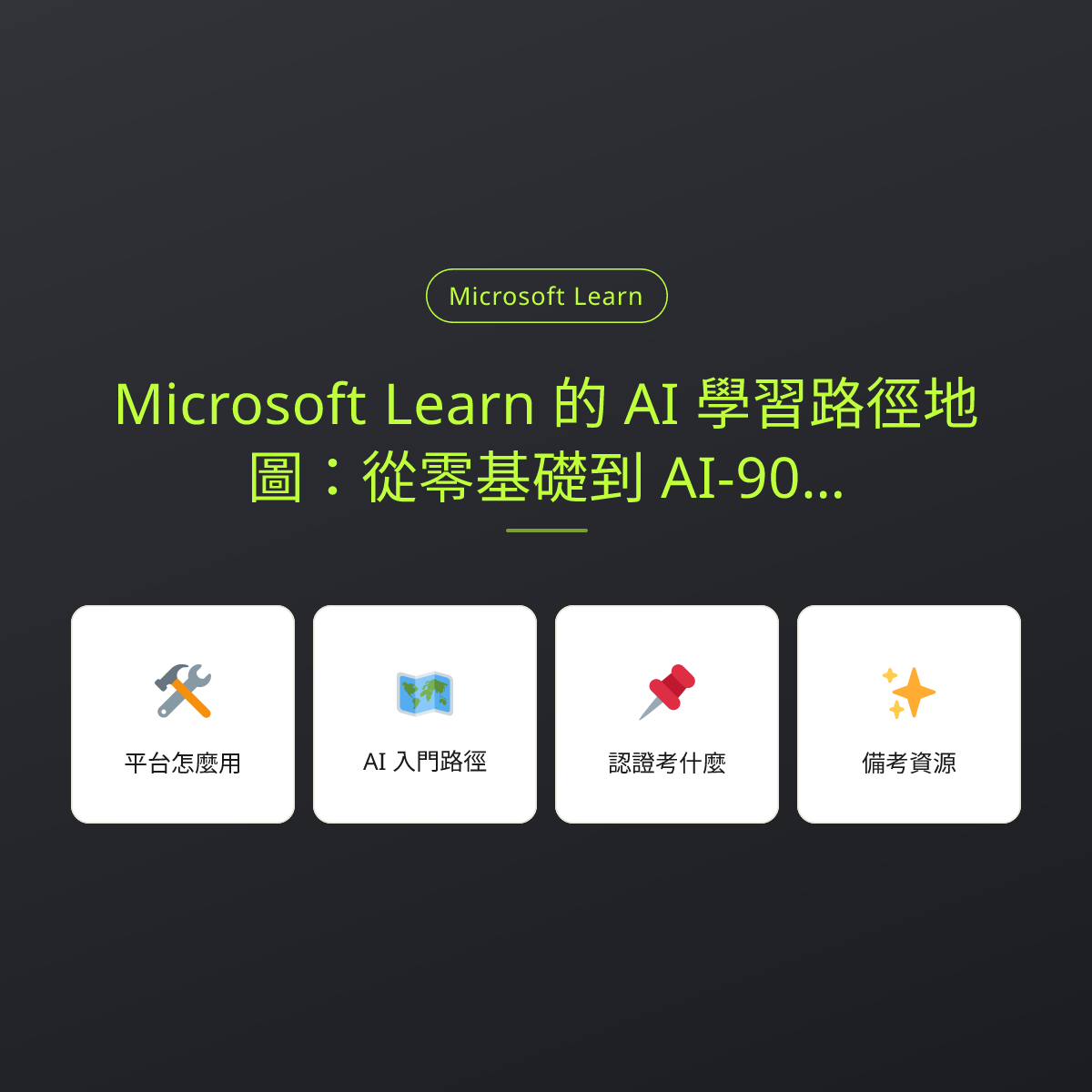 Microsoft Learn 的 AI 學習路徑地圖：從零基礎到 AI-900 認證：文章重點卡