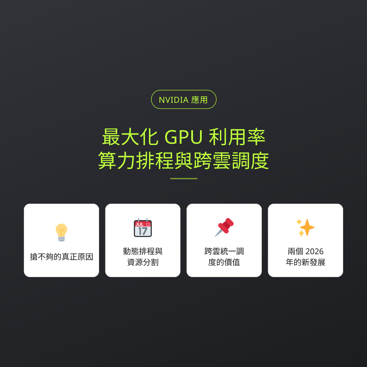 最大化 GPU 利用率：算力排程與跨雲調度：文章重點卡