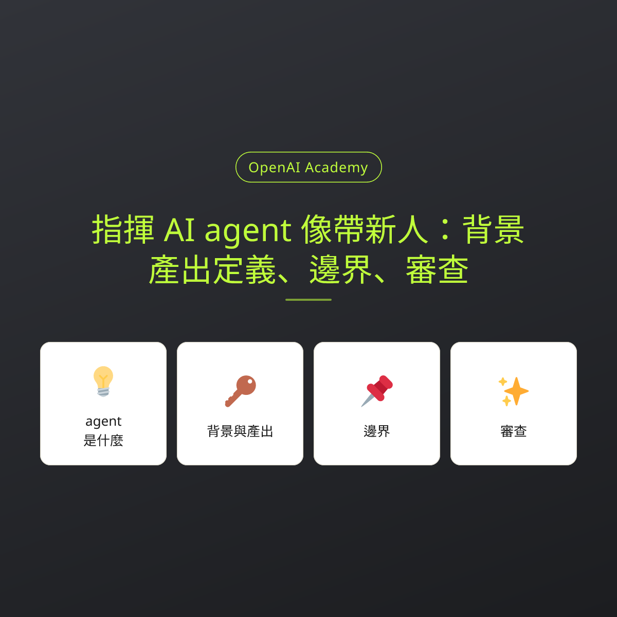 指揮 AI agent 像帶新人：背景、產出定義、邊界、審查：文章重點卡