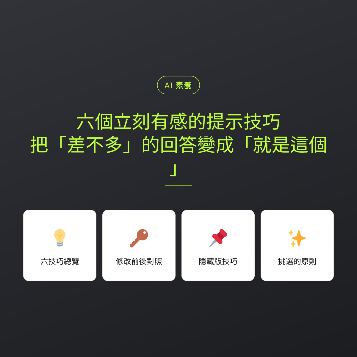 六個立刻有感的提示技巧：把「差不多」的回答變成「就是這個」：文章重點卡