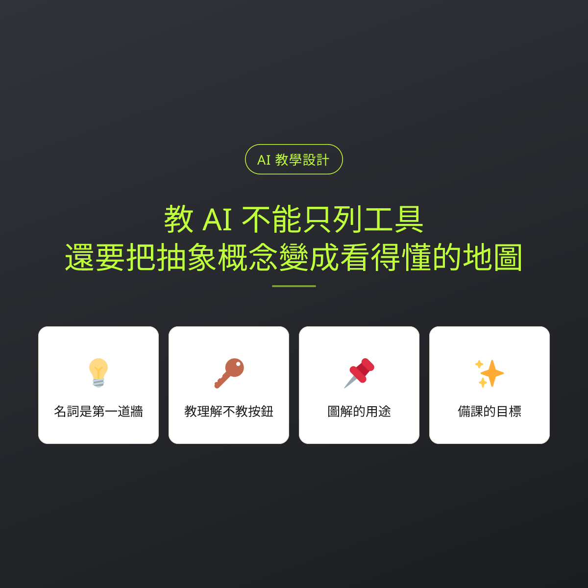 教 AI 不能只列工具，還要把抽象概念變成看得懂的地圖：文章重點卡
