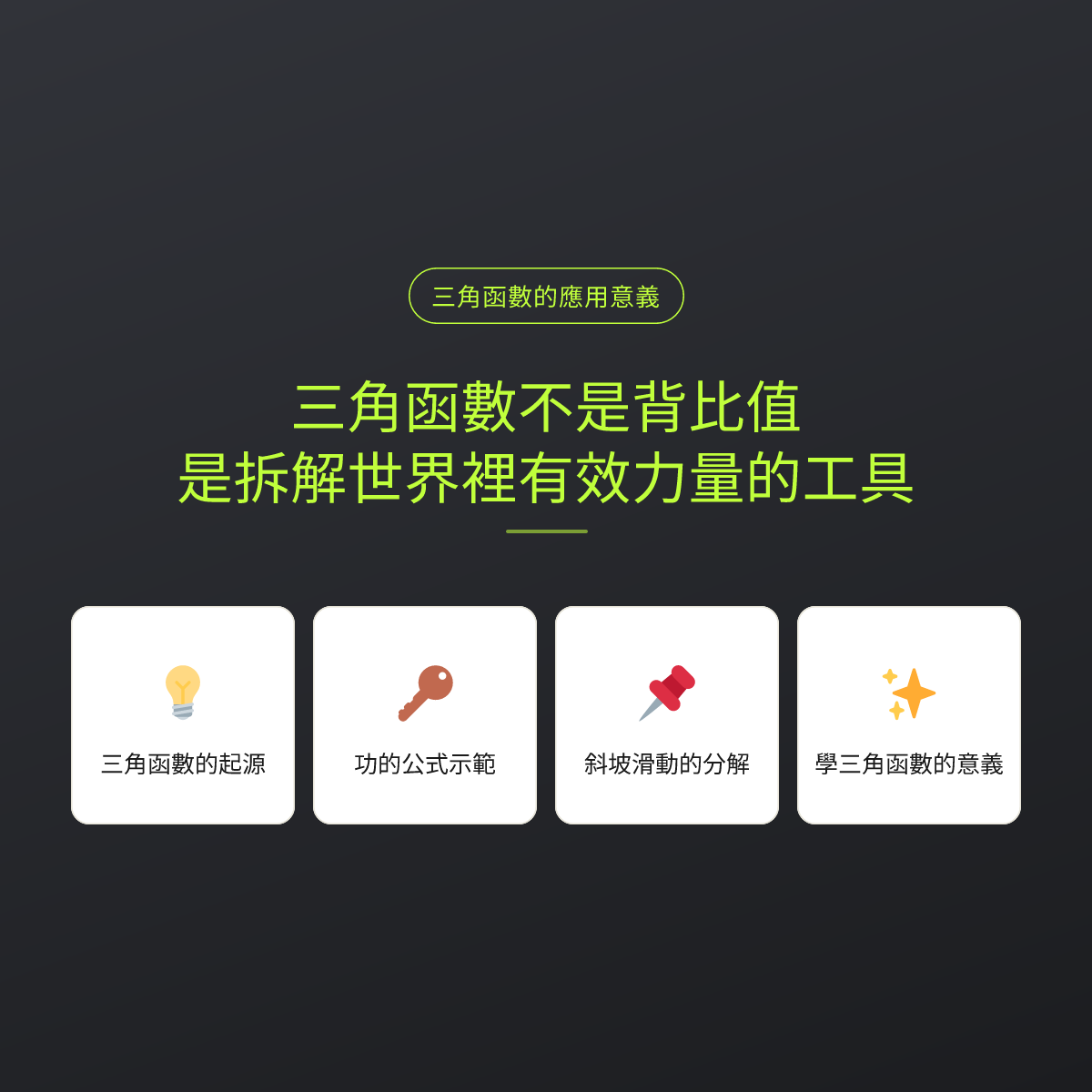 三角函數不是背比值，是拆解世界裡有效力量的工具